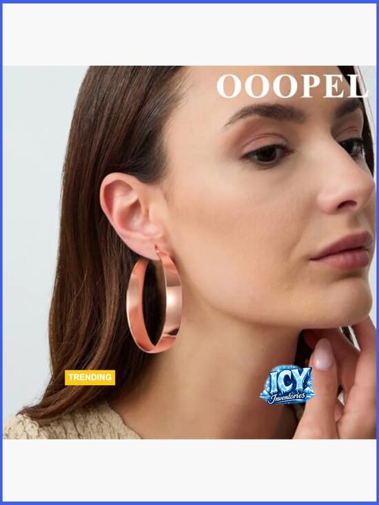 10mm Real 14K Yellow Gold Plated Small Plain Men 10mm Wide 925 Sterling Silver Hoop Earrings, 14K Real Gold Plated, Lightweight